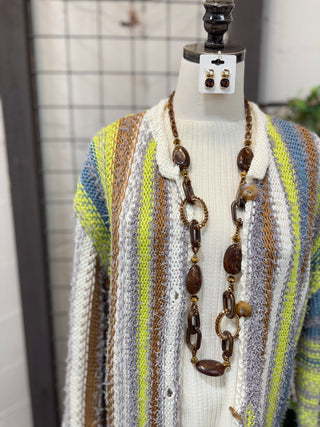 Line Up Lime/Mocha sweater Easel