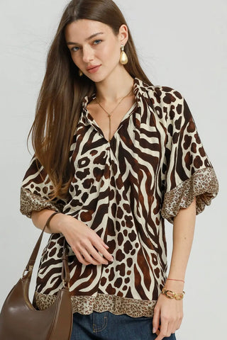 Hear Me Roar Top Brown by Umgee