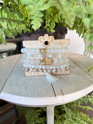 Monaco Bracelet Set White by Pink Panache Bracelets Pink Panache