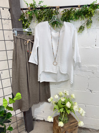 Bernice Linen Skirt Taupe Skirt Sole Luna