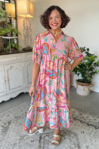 Shannon Dress Pink Mix by Umgee Dresses Umgee