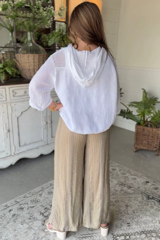 Show Off Linen Top White Shirts & Tops Acqua & Limone