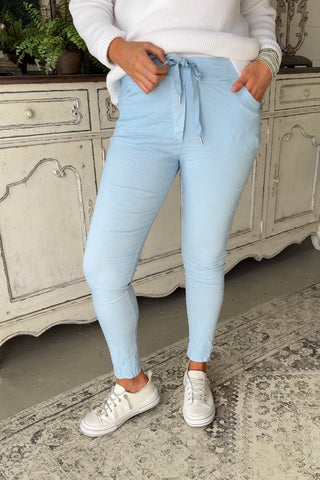 Lucky Me Pants Pale Blue Pants Made In Italy