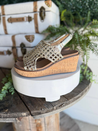 Carley Wedge Gold Woven 2 by Corky’s Sandal Corky's Boutique