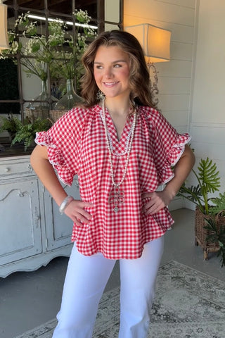 Peyton Top Red by Umgee