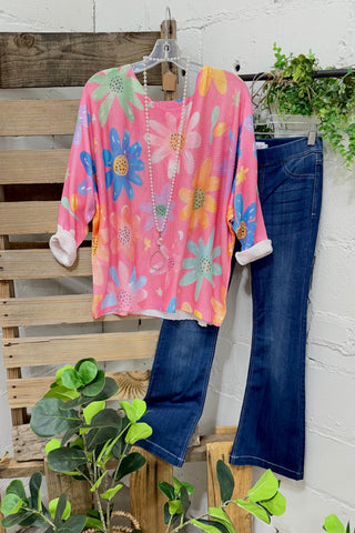 Daisy Dreamin Pink/Multi sweater OHLALA