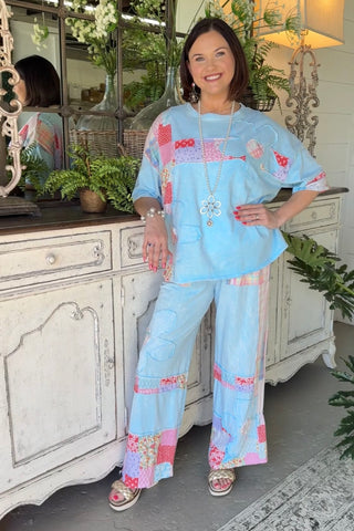 Sweet Patch Pants Baby Blue Pants J Her