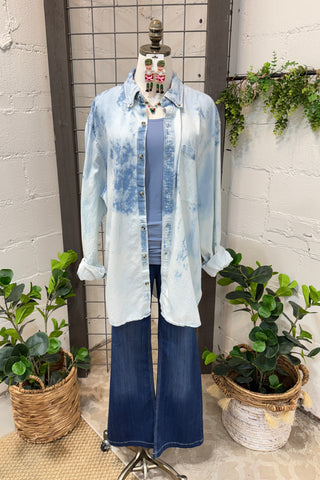 Holiday Denim Shacket Nutcrackers Shirts & Tops Raisin' Arrows