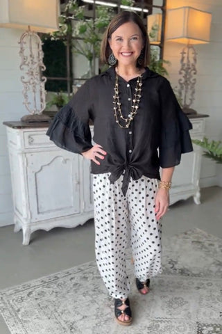 Spicy Lady Linen Top Black Shirts & Tops Acqua & Limone