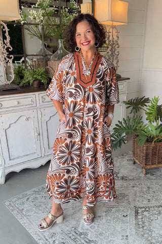 Marley Midi Dress Brown Mix by Umgee S / Brown Mix