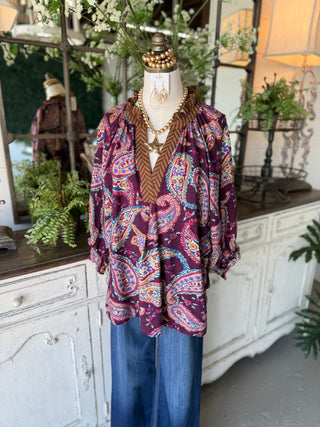 Jennifer Top Plum by Umgee Shirts & Tops Umgee