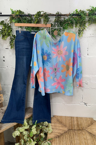 Daisy Dreamin Blue/Multi sweater OHLALA