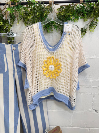 Bright Side Ivory/Evening Blue by POL sweater Pol Clothing