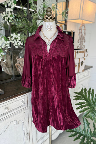 Brylee Dress Burgundy by Umgee Dresses Umgee