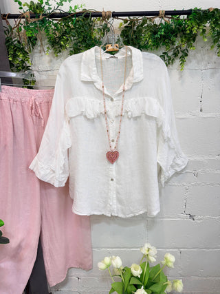 Linda Linen Top White Shirts & Tops Acqua & Limone