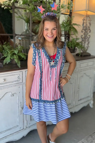 One Nation Dress Red/Blue Dresses Fantastic Fawn