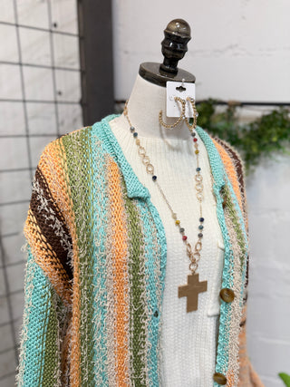 Line Up Aqua/Peach sweater Easel