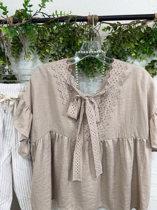 East Coast Top Beige Shirts & Tops Miss Carla