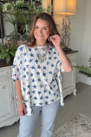 Starboard Top Navy by Peach Love Shirts & Tops Peach Love