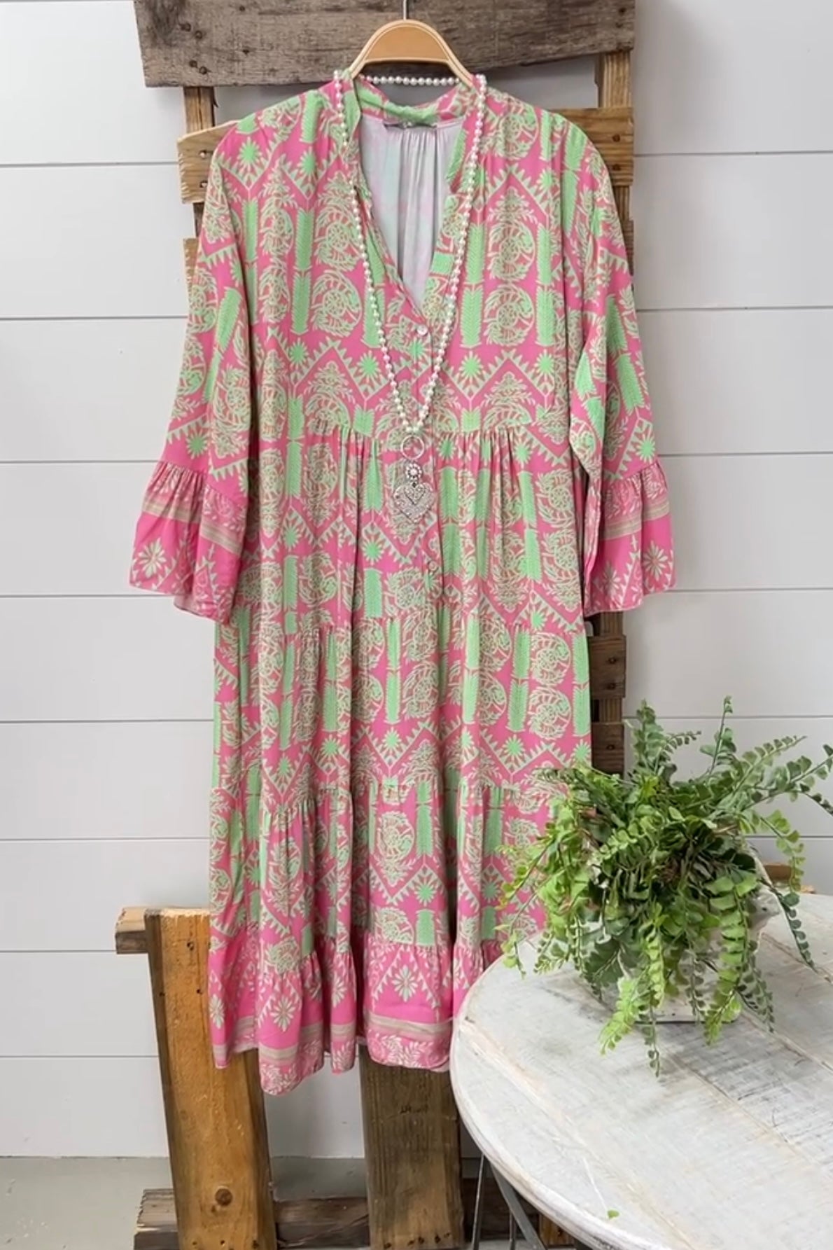 Moment In Time Dress  Oz One Size Pink/Green 