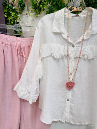 Linda Linen Top White Shirts & Tops Acqua & Limone