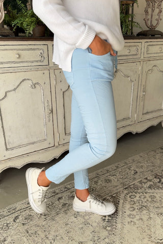 Lucky Me Pants Pale Blue Pants Made In Italy