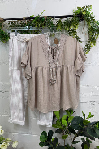 East Coast Top Beige Shirts & Tops Miss Carla