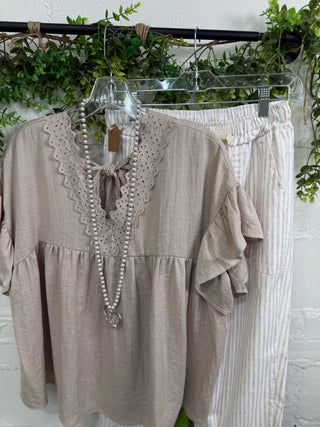 East Coast Top Beige Shirts & Tops Miss Carla