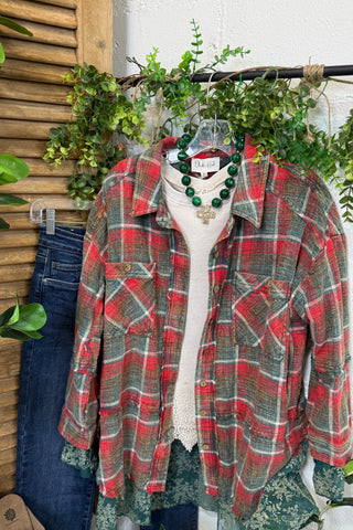 Belinda Shacket Red/Green Shacket Oli & Hali