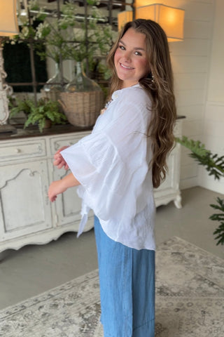 Spicy Lady Linen Top White Shirts & Tops Acqua & Limone