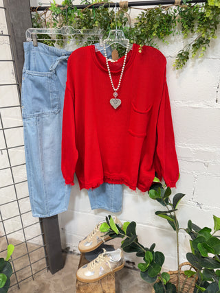 Positively Poppy Red Sweater by Easel sweater Easel