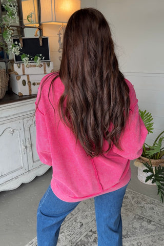 Ripples Top Hot Pink Sweatshirt Zenana