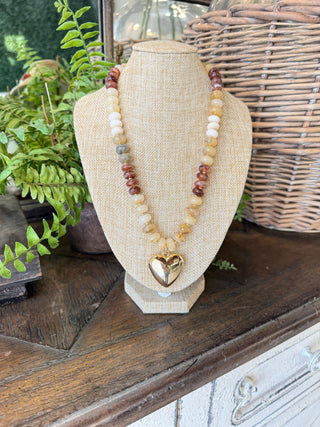 Puffed Love Necklace Natural Multi Necklaces SM Style