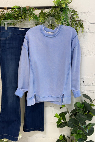 Ripples Top Cornflower Blue Sweatshirt Zenana