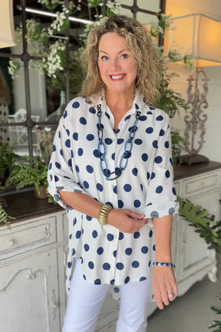 Connection Top White/Lt Blue Shirts & Tops D Style