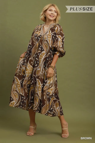 Alina Long Dress Brown by Umgee