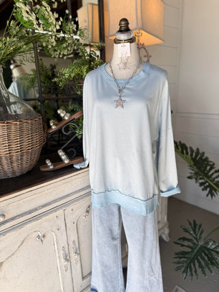 Happiness Top Blue Shirts & Tops MuMu/JY