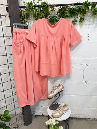 Settle Down Pant Set Coral Top & Pant Set Davi & Dani