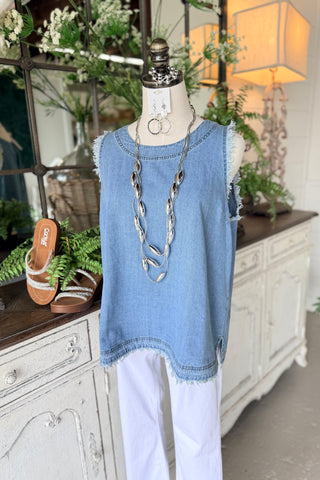 Janine Top Lt Denim by Umgee Shirts & Tops Umgee