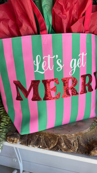 Lets Get Merry Tote Multi Tote Faire-Shiraleah