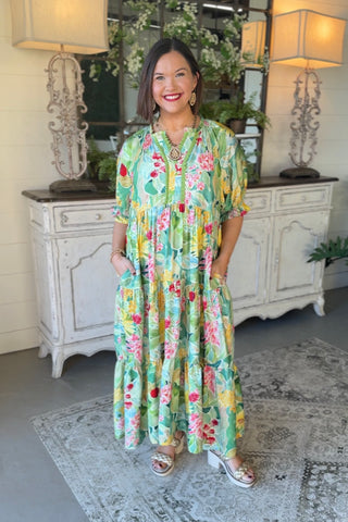 Sweet Gardens Dress Green by Umgee Dresses Umgee