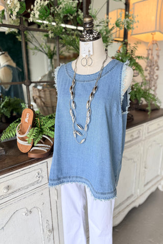 Janine Top Lt Denim by Umgee Shirts & Tops Umgee