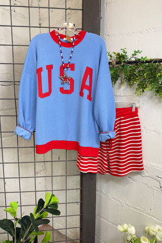 Allegiance Top Blue Sweatshirt Tres Bien