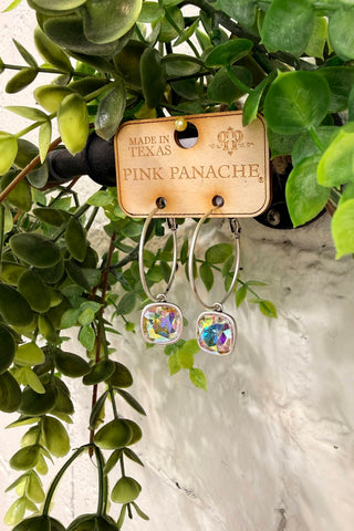 Carrie Earrings Brushed Silver/AB by Pink Panache