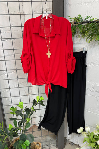 Laney Top Red Shirts & Tops Giada Fashion