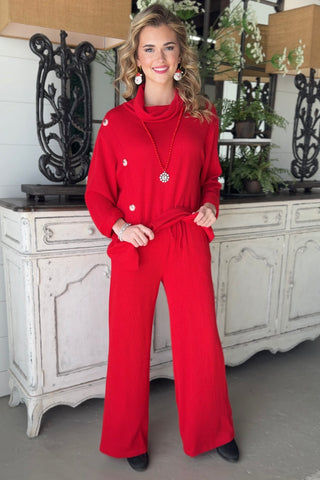 Lavish Pant Set Red Top & Pant Set Dear Scarlett
