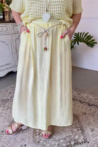 Bernice Linen Skirt Lemon Skirt Sole Luna
