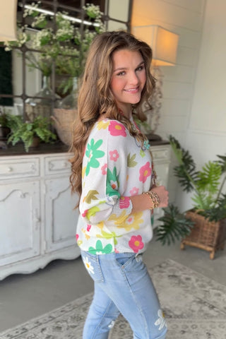 Miss Daisy White/Multi sweater OHLALA