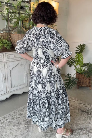 Oxford Maxi Dress Cream/Floral by Umgee Dresses Umgee