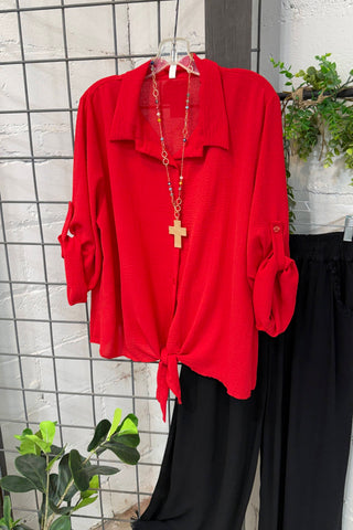 Laney Top Red Shirts & Tops Giada Fashion